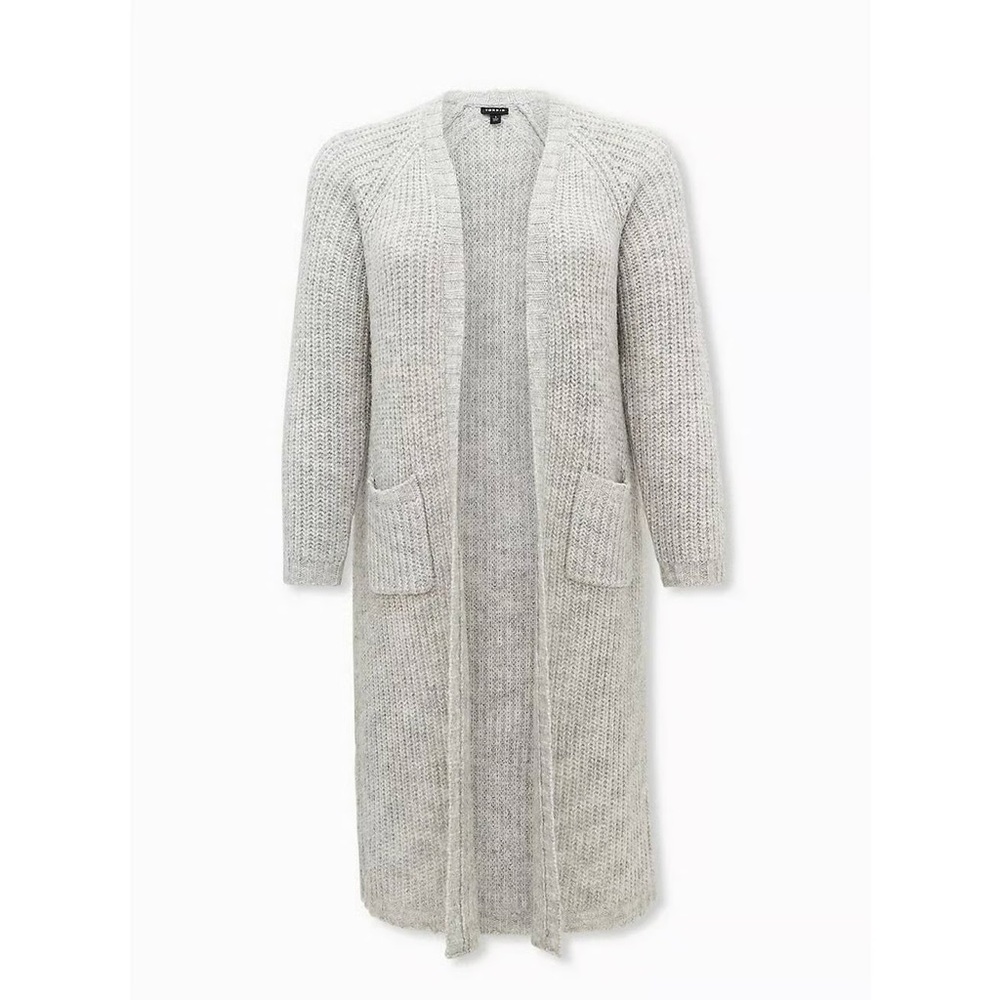 Torrid Gray Chunky Knit Duster Open Front Sweater Cardigan Women’s Plus Size 2
